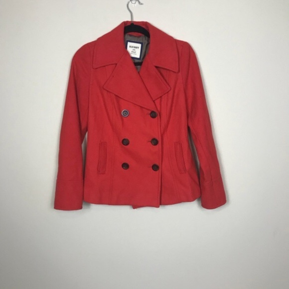 Old Navy Wool Blend Orange Pea Coat Sz.Small